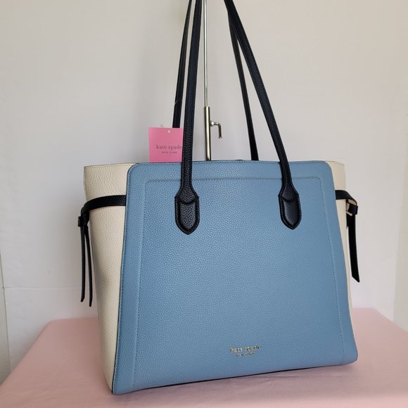 KATE SPADE Knott Colorblocked Pebbled Leather Large Tote- Morning Sky Multi 🎈⭐ - Picture 3 of 16
